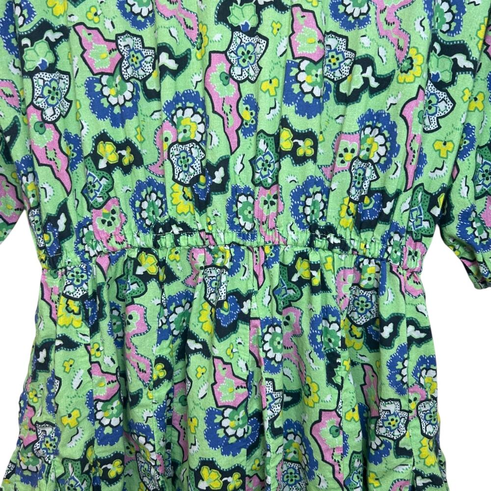 Rhode Women's 'Molly' Mini Dress Mosaic Floral Grass Flowy Open-Back Green Small - Picture 10 of 13